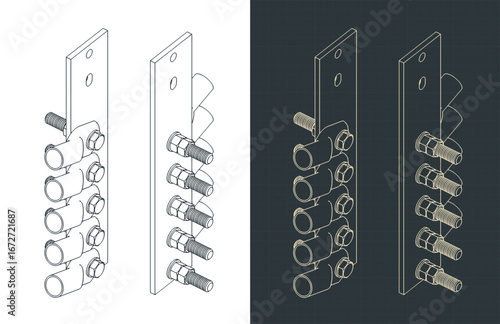 Transformer cable lug connecting to transformer terminals isometric drawings