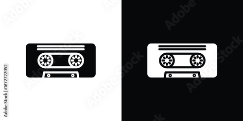 Cassette tape icon flat stock illustrations set