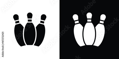 Bowling pins icon flat stock illustrations set