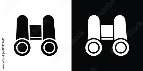Binoculars icon flat stock illustrations set