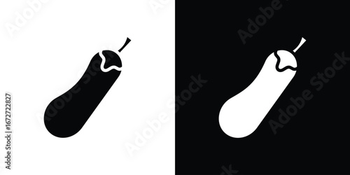 Aubergine icon flat stock illustrations set