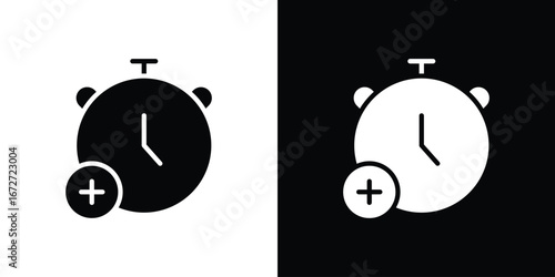 Alarm plus icon flat stock illustrations set