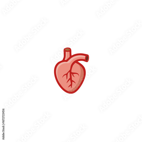 Anatomical Heart Illustration: Medical Icon of Circulatory System Health