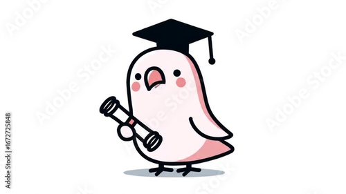 Cute bird graduate illustration