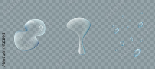 Realistic Water Drops And Droplets on Transparent Background
