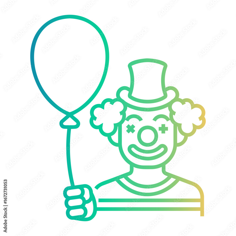 Fototapeta premium clown Line Gradient Icon