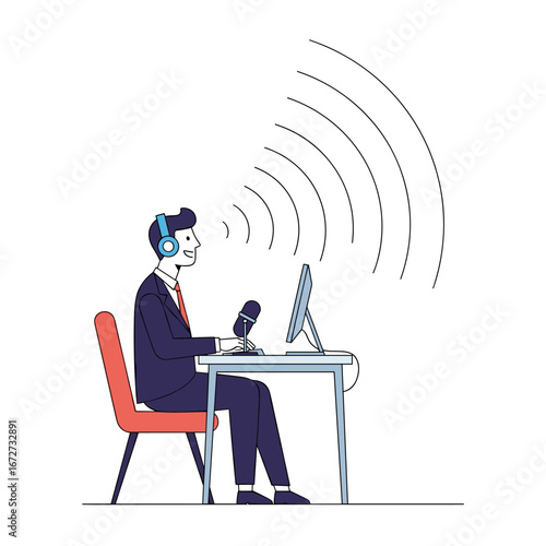 A professional broadcaster delivers engaging content through advanced audio technology