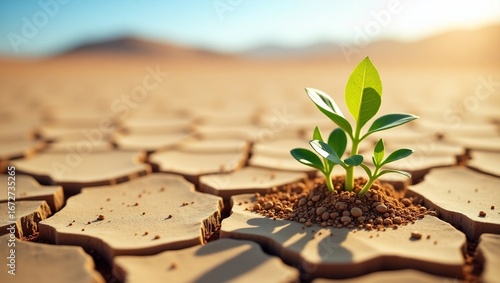 Desert Plant Sprout Resilience Hope.