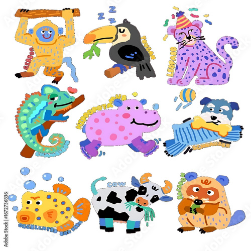 Collection of animal hand-drawn illustrations 
