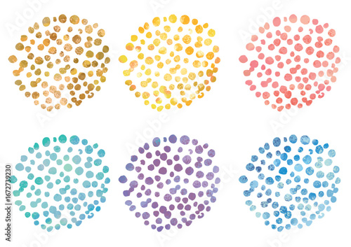 水彩, アイコン, 絵の具, ペイント, セット, 和風, デコレーション, カラフル, 円, ウォーターカラー, ベクター, 模様, 質感, ボタン, おしゃれ, 水溶性, オレンジ, 青, 緑, ピンク, ワンポイント, あしらい, パーツ, 手書き, イラスト