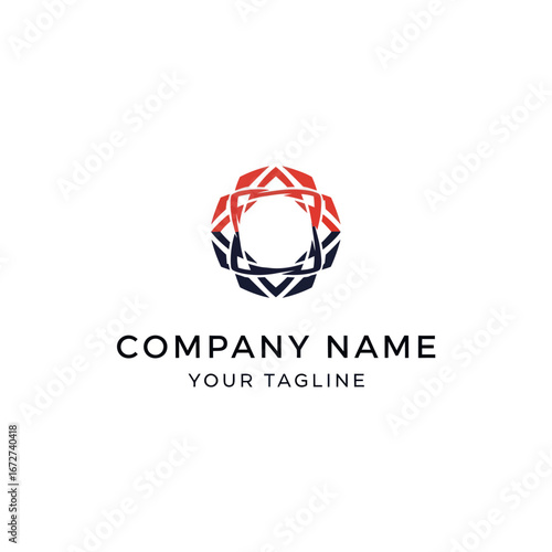 Free Download Abstract geometric logo design with red and blue elements, suitable for a modern company. - GFXLoad