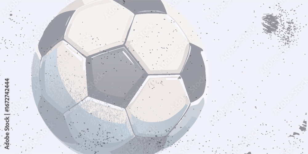 Obraz premium Football or soccer background with big ball in gray colors. vector illustration of football