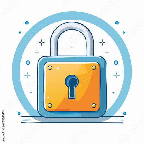 Lock security icon vector in flat clean style, symbol of privacy, password, and data protection, perfect for apps and UI design.
