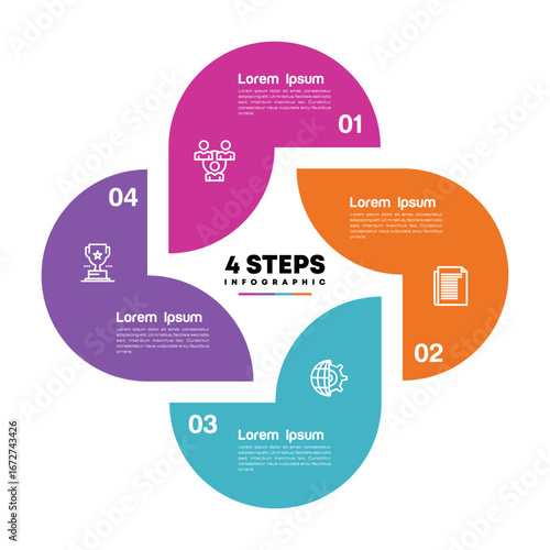 Circle chart infographic template with 4 options for presentations. Modern Infographics. Vector illustration Eps	
