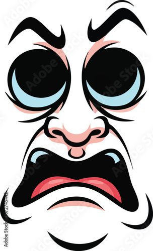 Cartoon caricature of a face expressing intense displeasure.