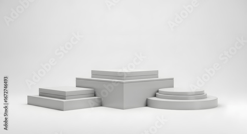 Modern White Platform for Cosmetics or Technology Showcase