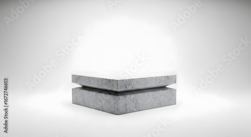 Grey Cement Display Stand on White Studio Background