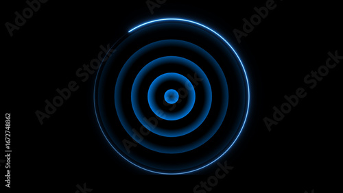 cyan color Technology Radio waves screen illustration . Communications Tower Icon illustration .Technology Radio wave signal icon on a black background.	