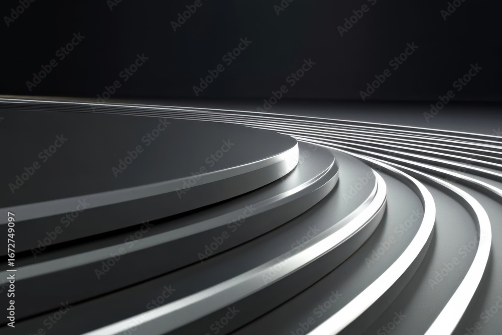 Fototapeta premium Rhythmic Layers of Light, Abstract Design with Modern Metallic Layers And Shadows