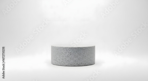 Minimalist Concrete Pedestal on White Background