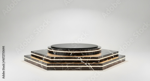 Minimalist Pedestal with Gold Details for Presentation