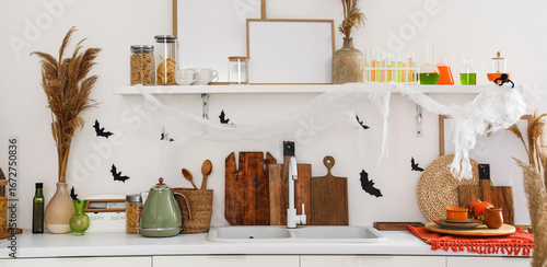 Interior of light kitchen d...