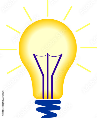 light blub icon with a subtle yellow and blue color combination with transparent background 