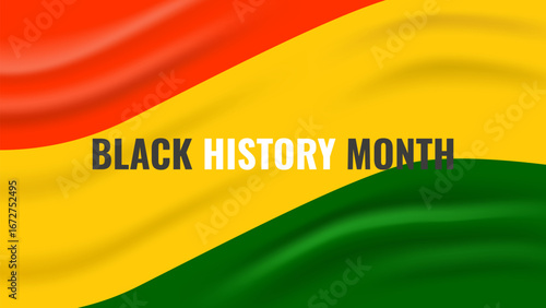 Black History Month African American history card celebration. Red yellow green color. Web page banner poster design. Vector.