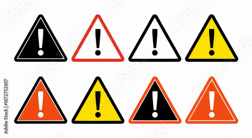 Set of warning sign vector illustration icons for safety