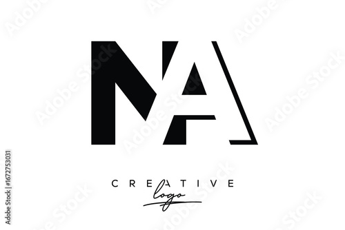 NA Creative Minimalist Negative Space Latter Logo with Modern Monogram for Branding and Business Lettermark Logo with Initial Letters Logo Design for Branding.