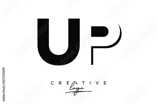 Slika na platnu UP Creative Minimalist Negative Space Latter Logo with Modern Monogram for Branding and Business Lettermark Logo with Initial Letters Logo Design for Branding
