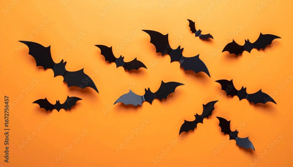 Fototapeta premium halloween and decoration concept - paper bats flying