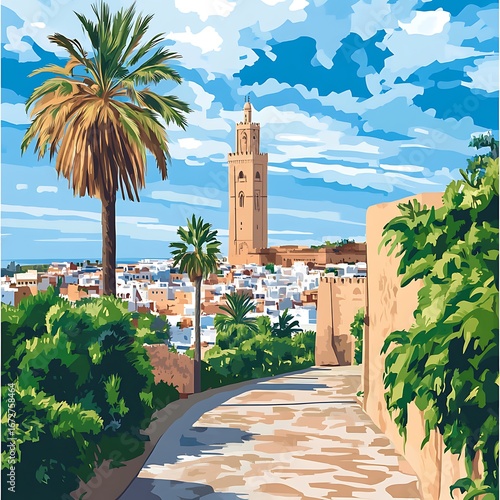 Rabat morocco capital city with palm tree landscape high resolution picture