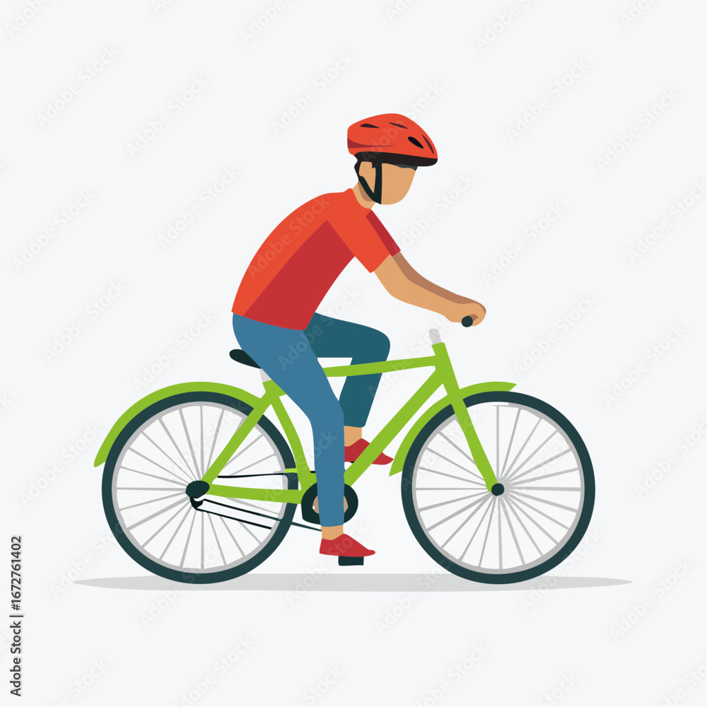 Naklejka premium Cycling icon in modern flat style showing person on bike. Perfect for fitness, transport, eco, and outdoor sport design resources. 