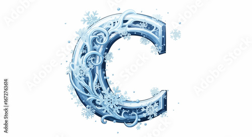 Alphabet letters in the christmas theme christmas vector letter c ice winter snowflake frozen frosty alphabet typography design element graphic illustration