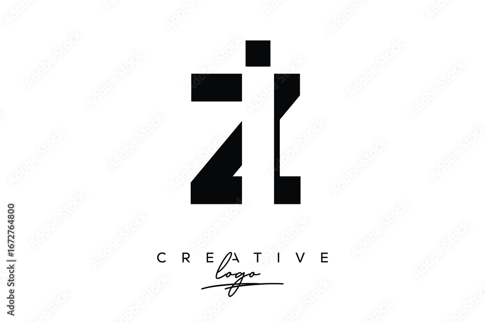 Obraz premium ZI Creative Minimalist Negative Space Latter Logo with Modern Monogram for Branding and Business Lettermark Logo with Initial Letters Logo Design for Branding.