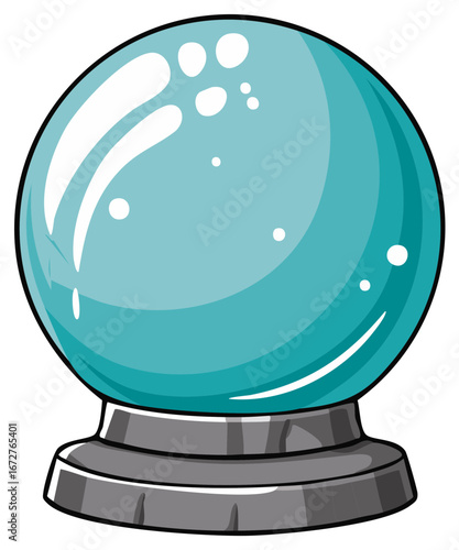 Cartoon crystal ball with reflections on a stand for fortune telling and magic