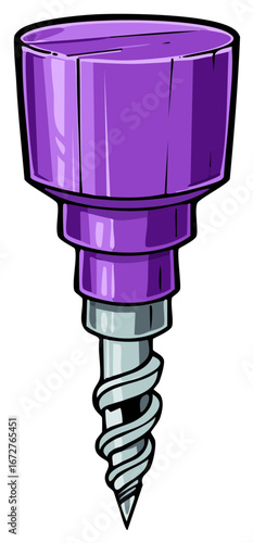 Purple Wine Bottle Corkscrew Cartoon Illustration