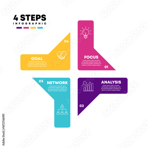 Circle chart infographic template with 4 options for strategy presentations Business. Vector Eps	
