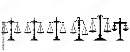 set of justice scale silhouette for law legal and social design
