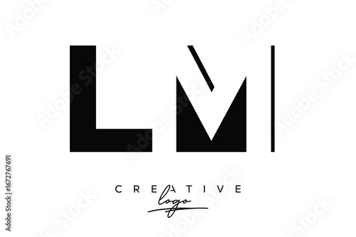 LM Creative Minimalist Negative Space Latter Logo with Modern Monogram for Branding and Business Lettermark Logo with Initial Letters Logo Design for Branding.