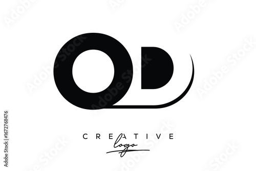 OD Creative Minimalist Negative Space Latter Logo with Modern Monogram for Branding and Business Lettermark Logo with Initial Letters Logo Design for Branding.
