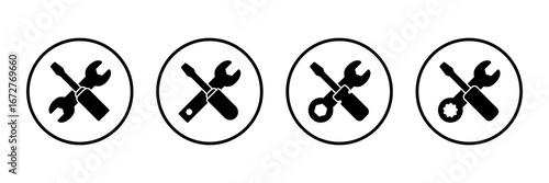 Tools icon logo design. tool sign and symbol. setting icon. Wrench and screwdriver. Service, repair