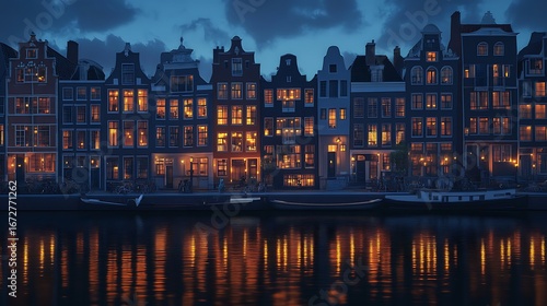 Stunning amsterdam city skyline at sunset high resolution picture