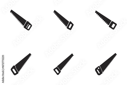 Collection of Hand Saws in Black and White Depicting Various Saw Designs Tool Icons for Construction and Woodworking