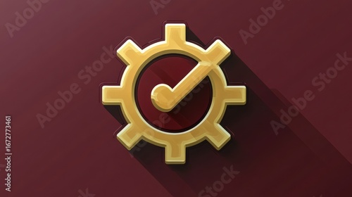 Golden gear with checkmark, signifying completion or settings