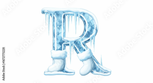 Alphabet letters in the christmas theme christmas vector frozen letter r with icicles and snow boots winter alphabet design element clip art stock illustration