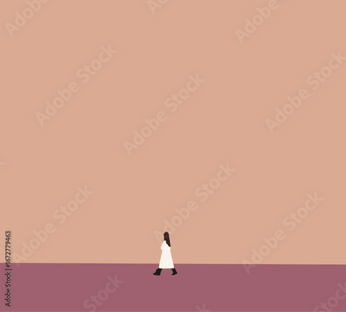 Woman in white dress walking on city on the road, summer street outdoors. Urban lifestyle. 
