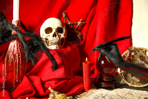 Bloody witch hand with magi...