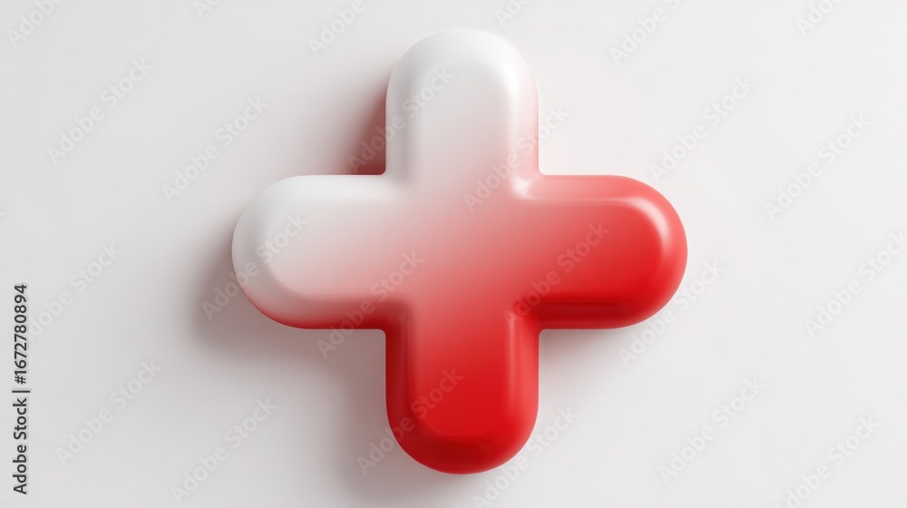 Obraz premium 3D plus sign, gradient red white